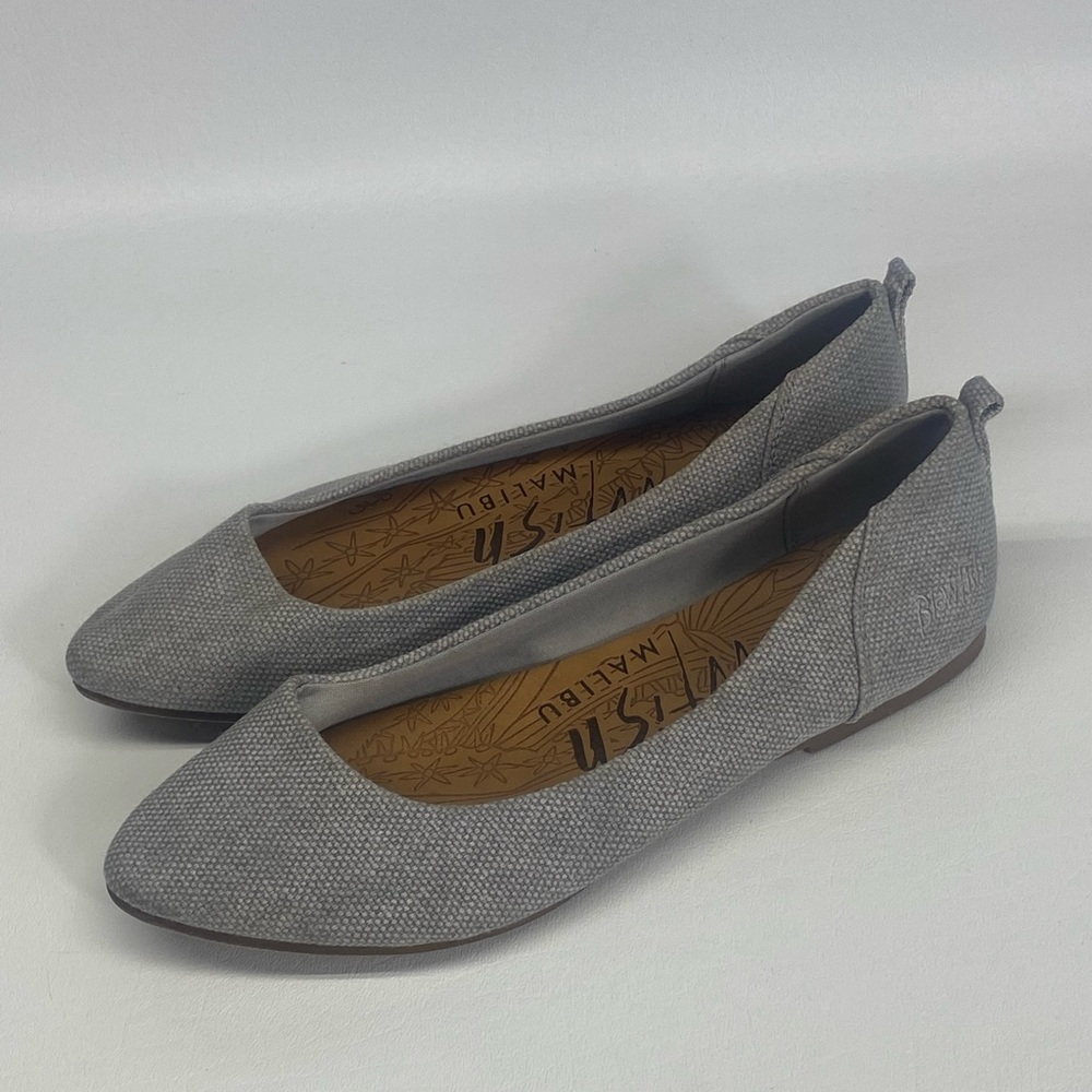 Blowfish Malibu Womens Shoes Gray Sz 7.5 Casual Slip On Flats Fabric Comfort.